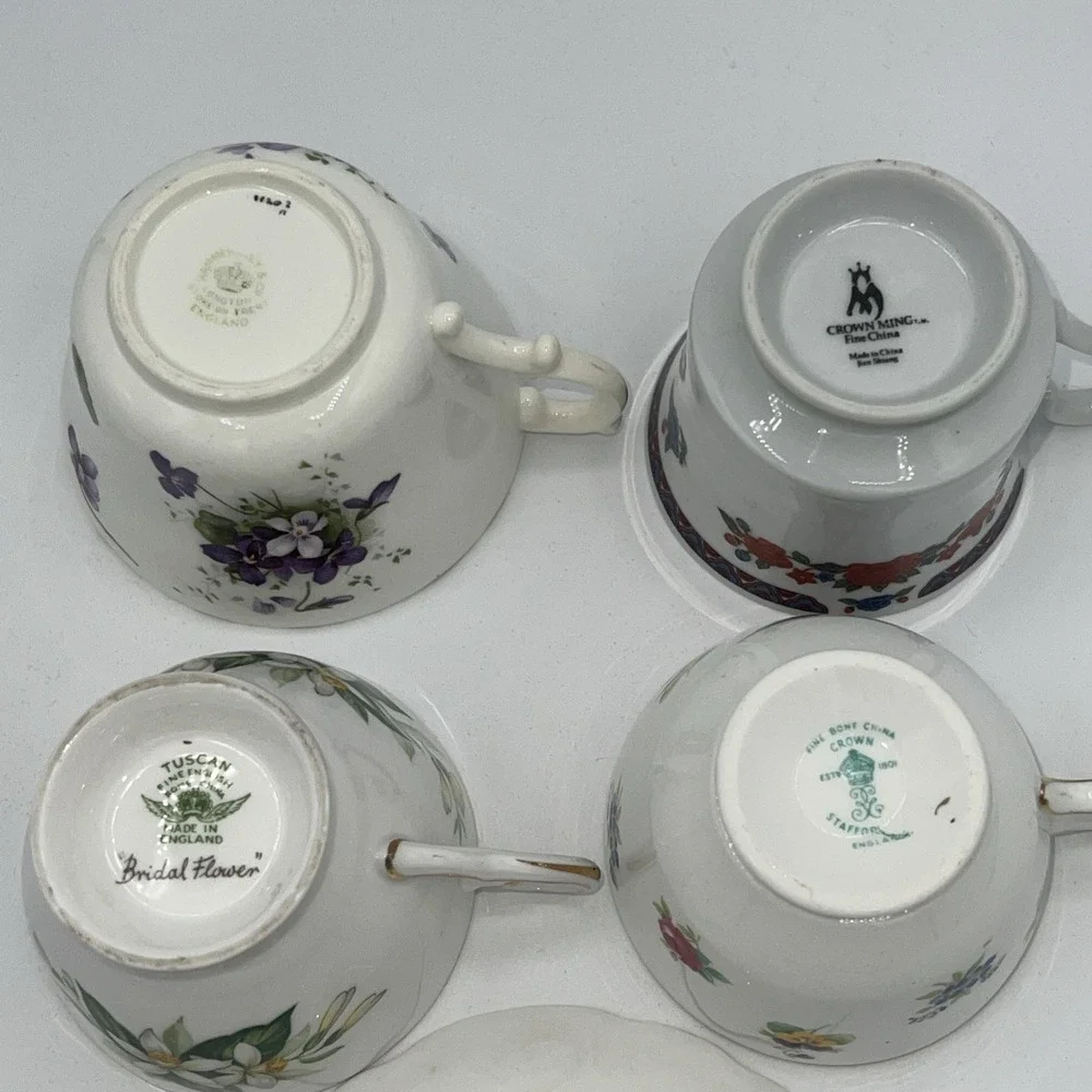 4 TEA‎ CUPS & 1 SAUCER BONE CHINA  FLORAL